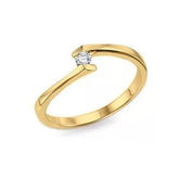 18k Yellow Gold Ring With Diamond 2.50mm Wedding Luxury Marriage - Zalupe