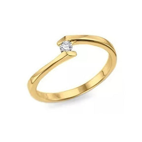 18k Yellow Gold Ring With Diamond 2.50mm Wedding Luxury Marriage - Zalupe