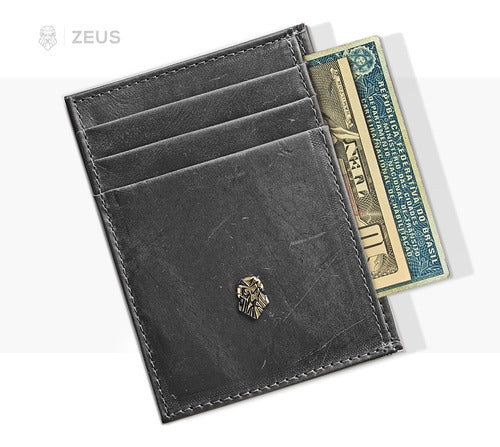 Wallet Small Slim Black Fossile Zalupe Genuine Leather Document Holder Fashion - Zalupe