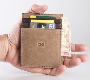 Wallet Small Slim Lightning Coffee Zalupe Genuine Leather Card Holder Fashion - Zalupe