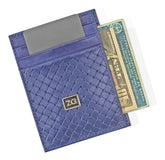 Card Holder Wallet Blue Leather Slim Case - Zalupe