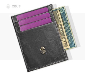 Wallet Small Slim Black Fossile Zalupe Genuine Leather Document Holder Fashion - Zalupe