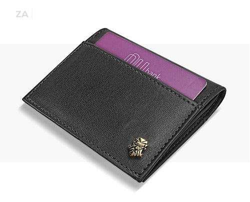 Wallet for Mens and Womens Black Leather Small Slim Original Zalupe Luxury - Zalupe