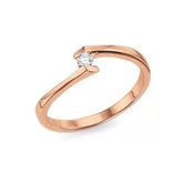 18k Rose Gold Ring With Diamond 2.50mm Wedding Luxury Marriage - Zalupe