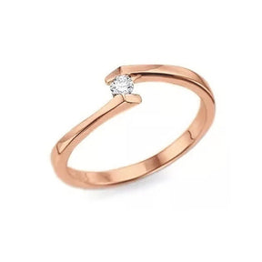 18k Rose Gold Ring With Diamond 2.50mm Wedding Luxury Marriage - Zalupe