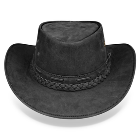 Kids Cowboy Hat Black Leather Outback Western - Zalupe