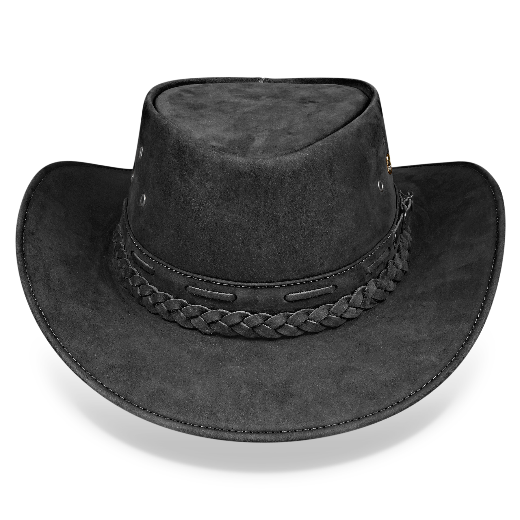 Cowboy Hat Black Genuine Leather Western Australian Style - Zalupe
