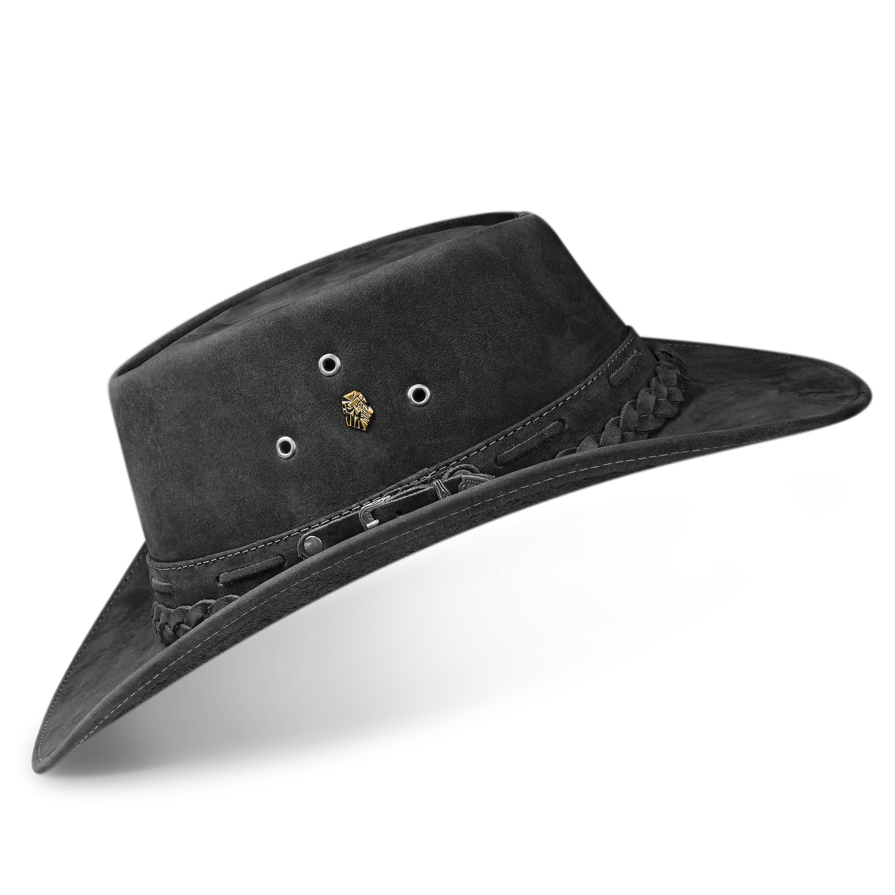 Kids Cowboy Hat Black Leather Outback Western - Zalupe