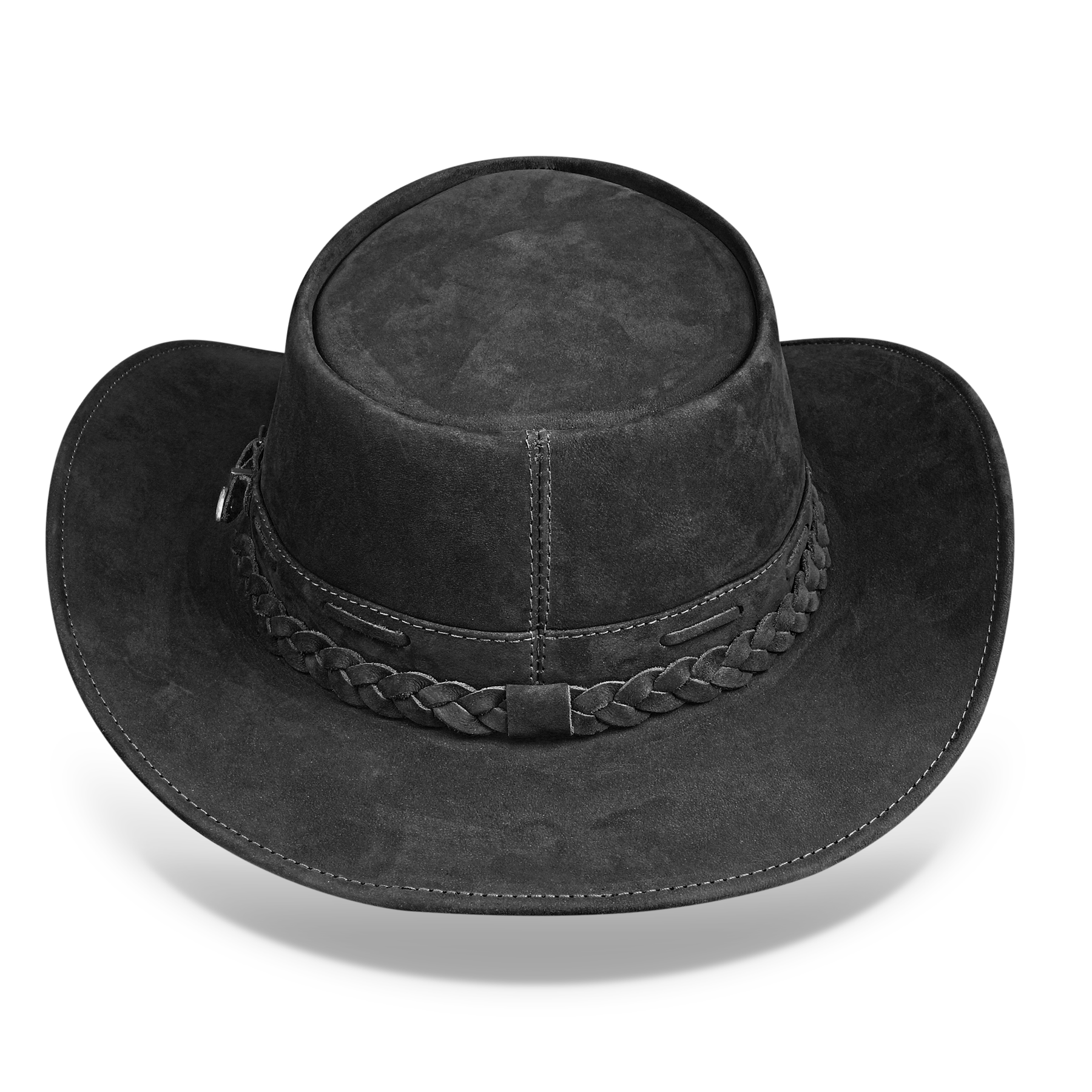 Kids Cowboy Hat Black Leather Outback Western - Zalupe