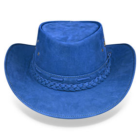 Kids Cowboy Hat Blue Leather Outback Western - Zalupe