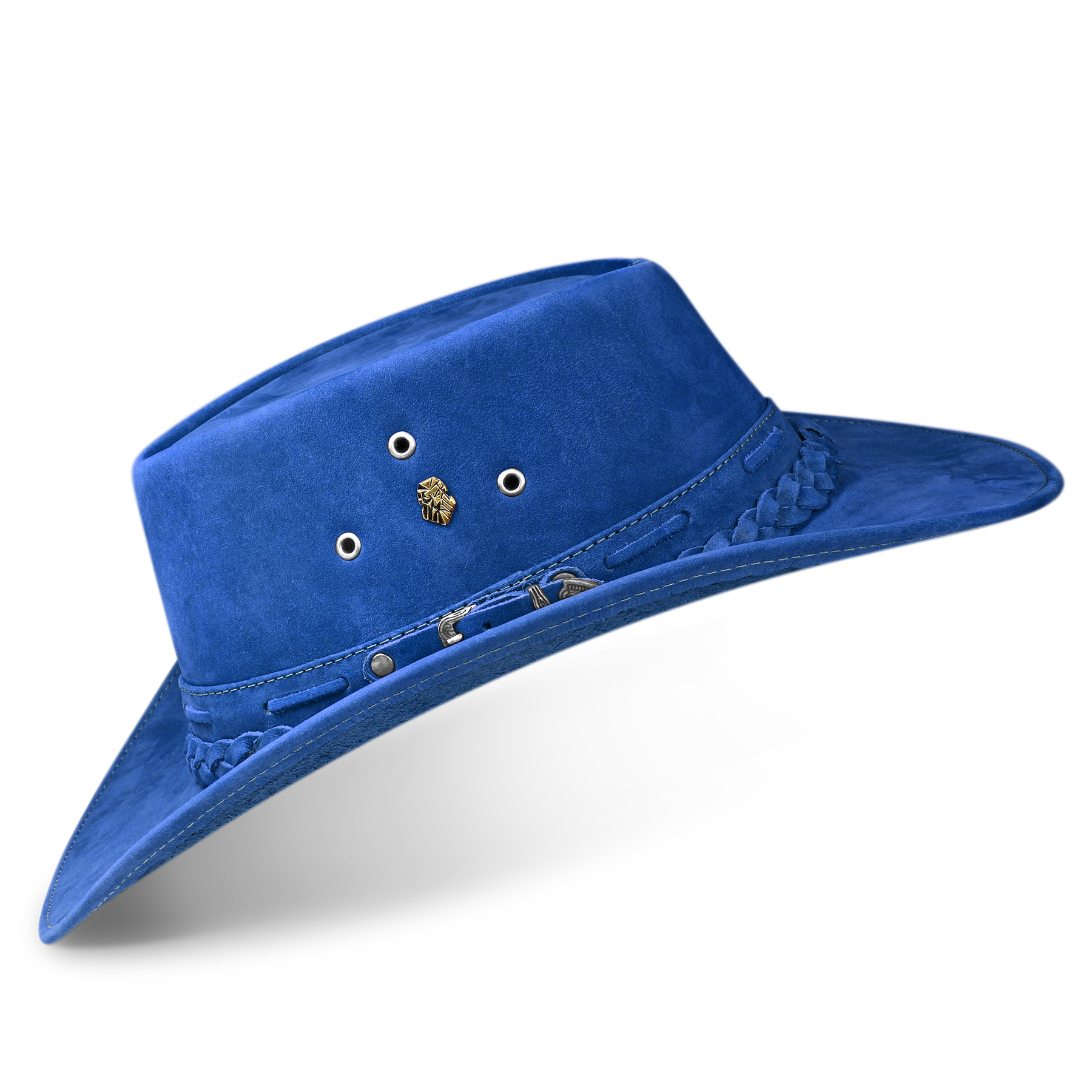 Kids Cowboy Hat Blue Leather Outback Western - Zalupe