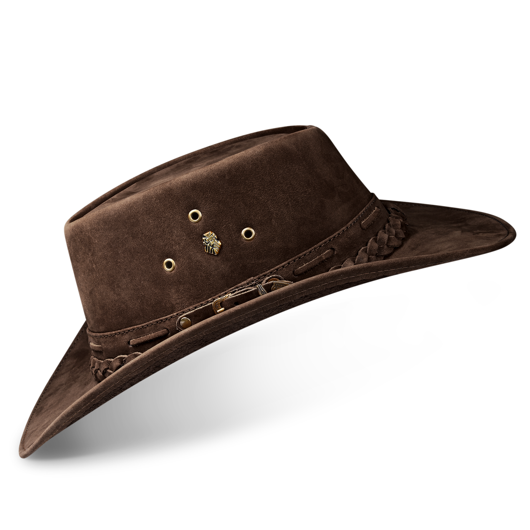 Cowboy Hat Dark Brown Leather Western Australian Style Outback - Zalupe