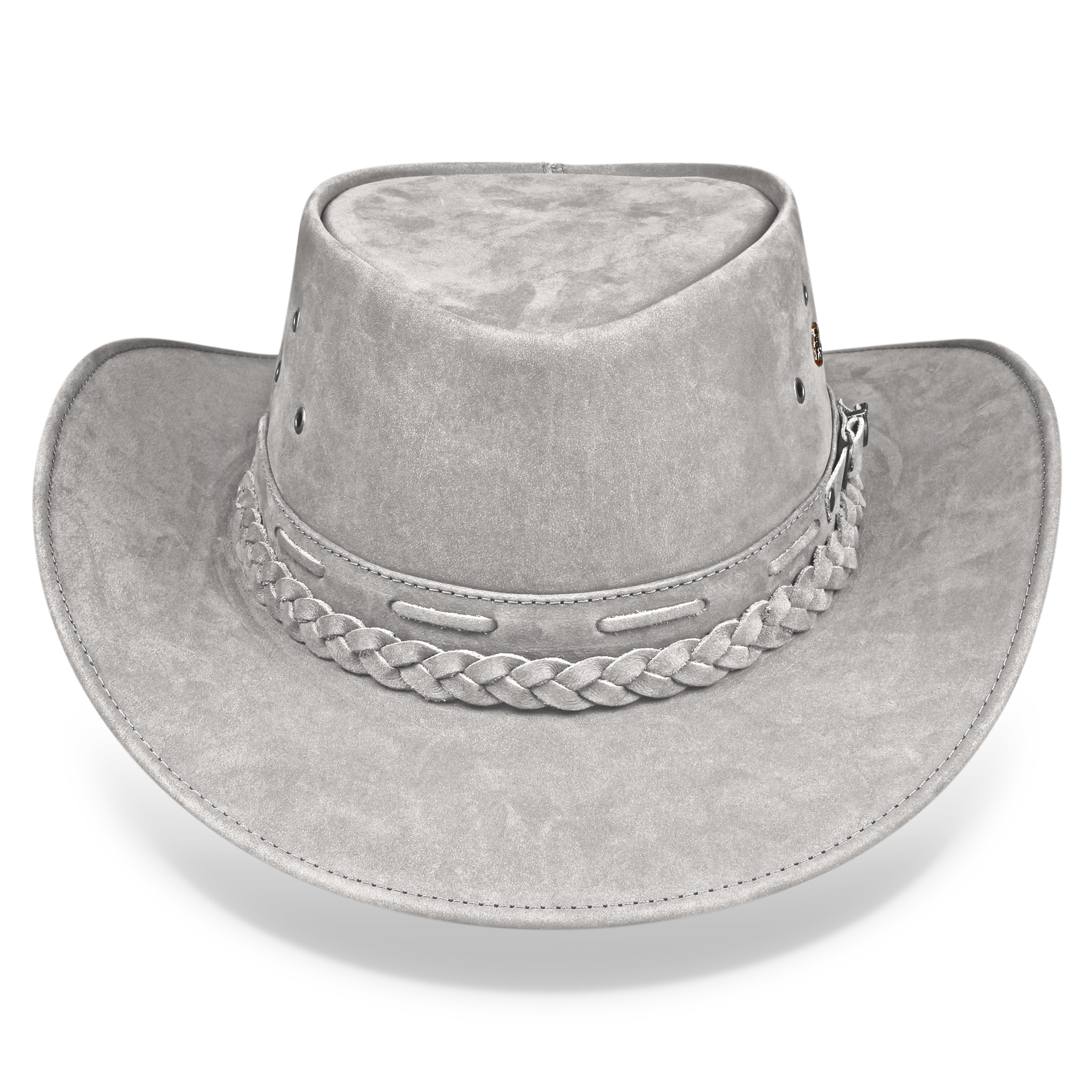 Cowboy Hat Gray Leather Cowgirl Australian Style for Womens and Mens Outback - Zalupe