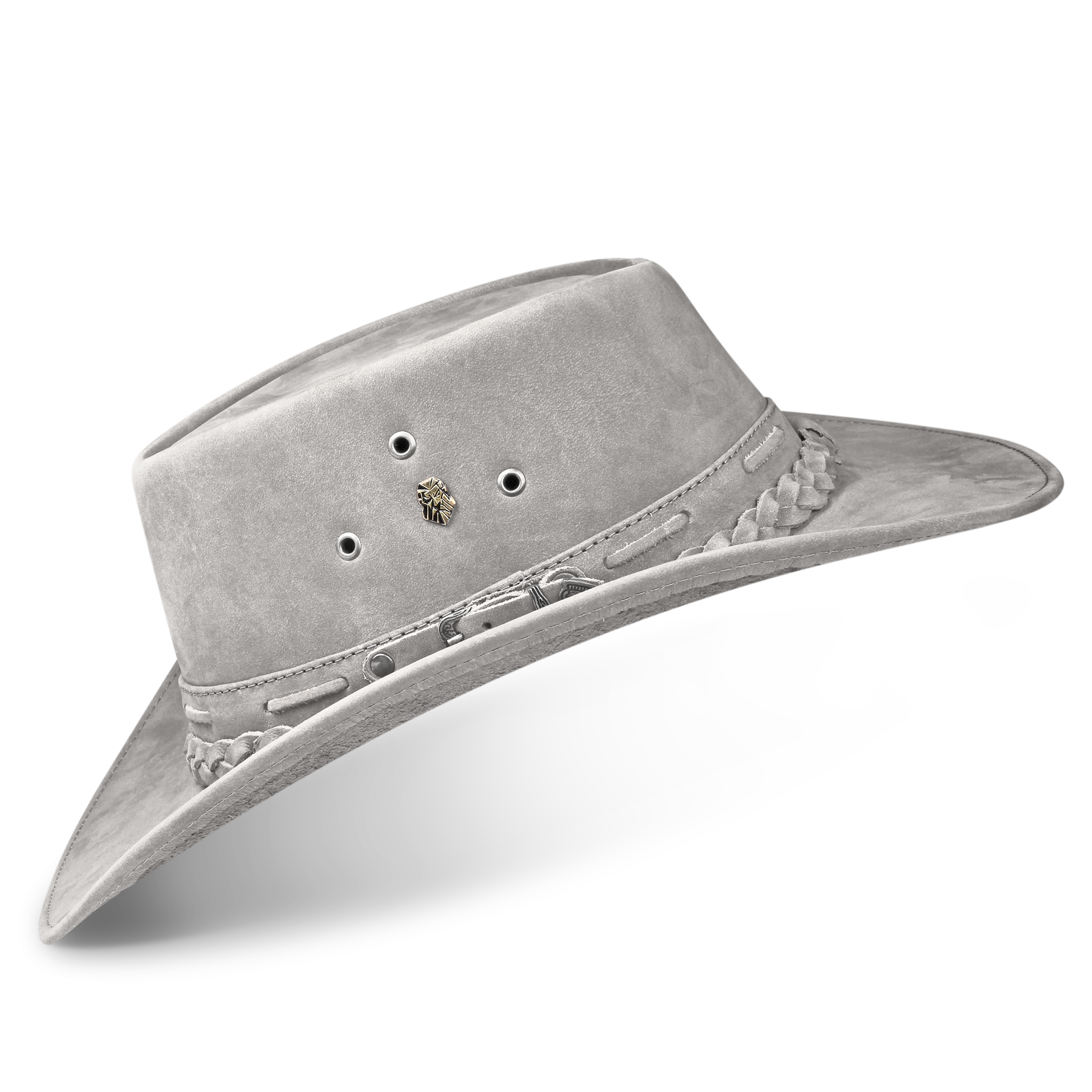 Cowboy Hat Gray Leather Cowgirl Australian Style for Womens and Mens Outback - Zalupe