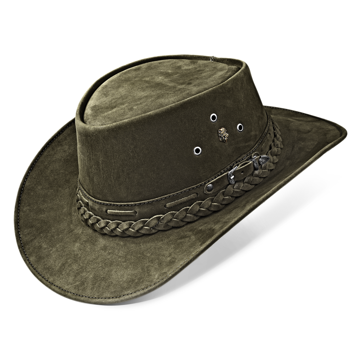 Cowboy Hat Dark Green Genuine Leather Cowgirl Australian Style for Womens and Mens - Zalupe