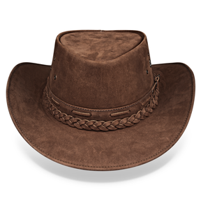 Kids Cowboy Hat Brown Leather Outback Western - Zalupe