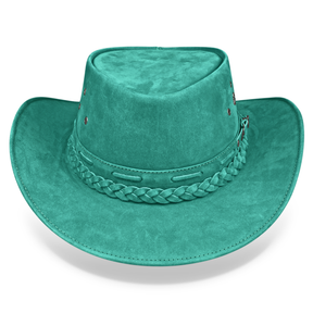 Kids Cowboy Hat Turquoise Leather Outback Western - Zalupe
