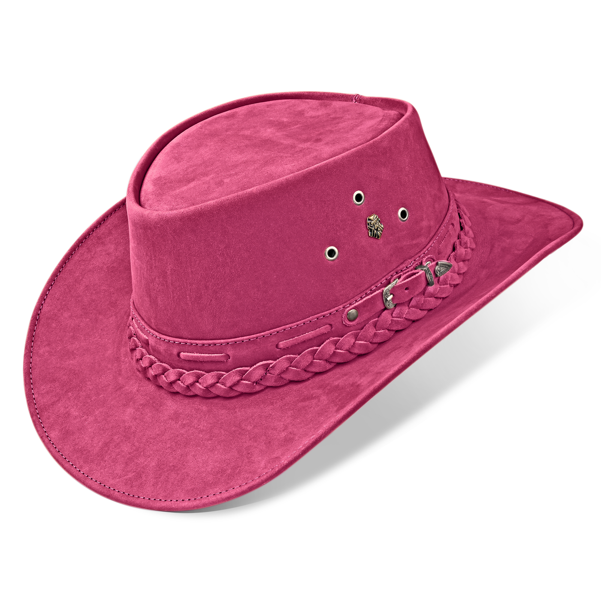 Kids Cowboy Hat Pink Leather Outback Western - Zalupe