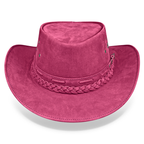 Kids Cowboy Hat Pink Leather Outback Western - Zalupe