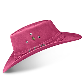 Kids Cowboy Hat Pink Leather Outback Western - Zalupe