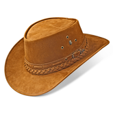 Kids Cowboy Hat Whiskey Leather Outback Western - Zalupe