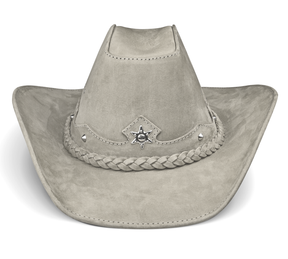 Cowboy Hat Western Gray Real Leather for Mens and Womens Texan American Luxury - Zalupe