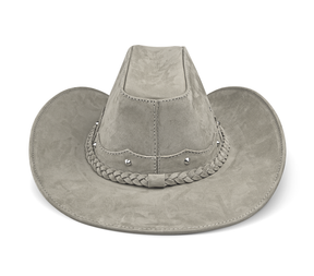 Cowboy Hat Western Gray Real Leather for Mens and Womens Texan American Luxury - Zalupe