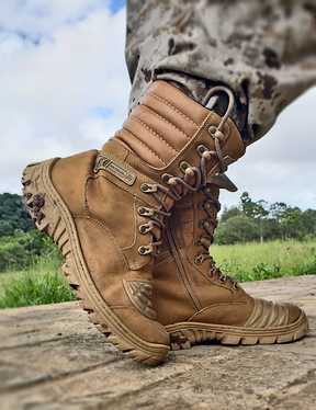 Combat Boots Coyote Brown Leather Tactical Zipper - Zalupe