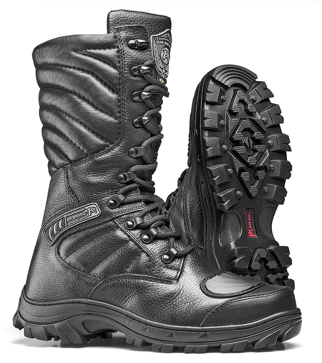 Tactical Boots Military Black Leather Motorcycle Lace Up Rider - Zalupe