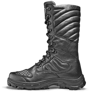 Tactical Boots Military Black Leather Motorcycle Lace Up Rider - Zalupe