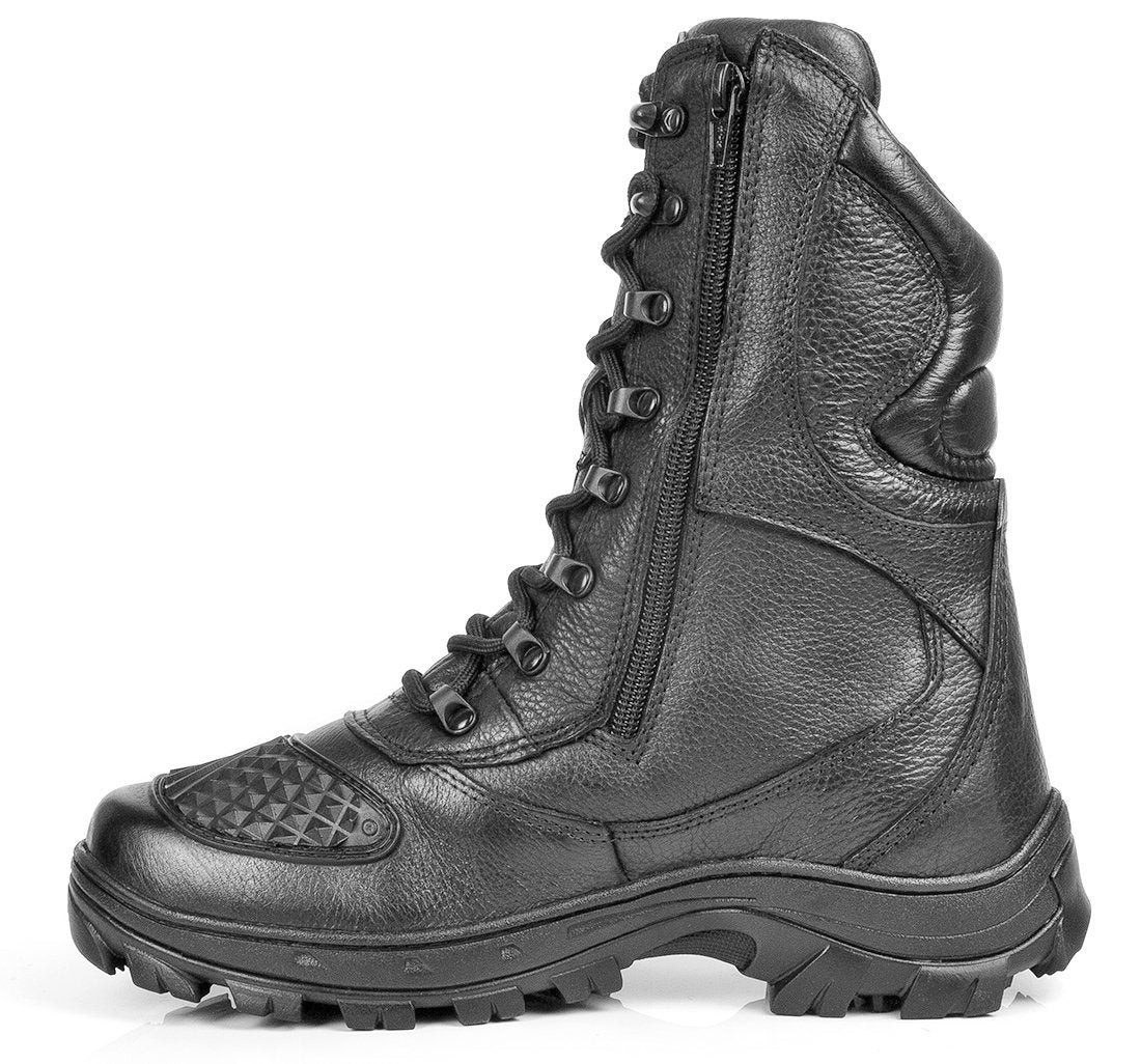 Combat Boots Tactical Black Leather with Zipper - Zalupe