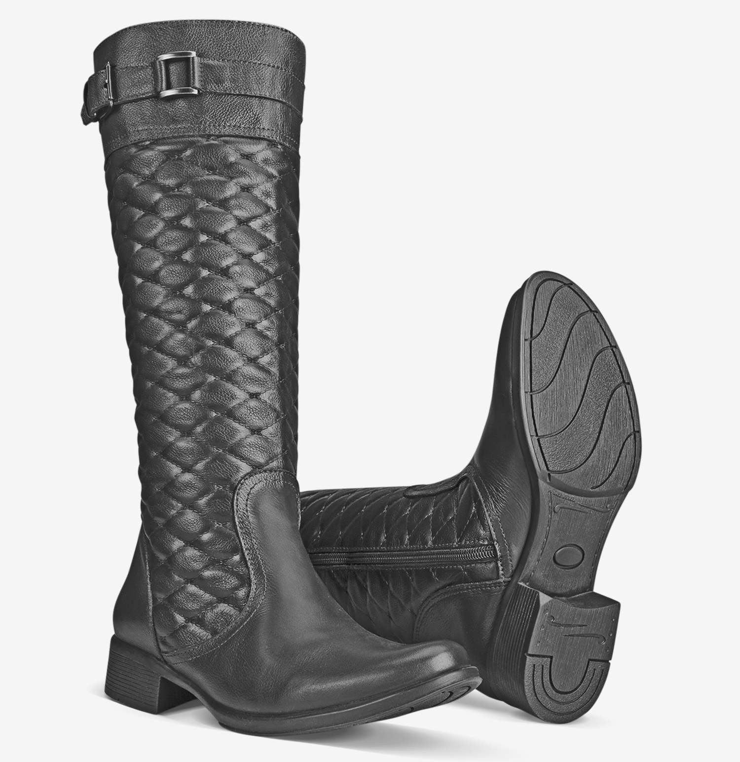 Calf High Side Quilted Leather Boots 208 - Zalupe