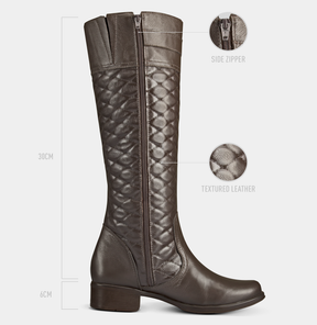 Calf High Side Quilted Leather Boots 208 - Zalupe