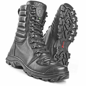 Tactical Boots Black Leather Motorcycle Lace Up Military Combat - Zalupe