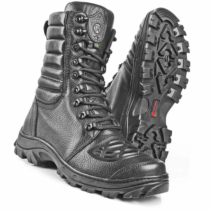 Tactical Boots Black Leather Motorcycle Lace Up Military Combat - Zalupe