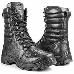 Tactical Boots Black Leather Motorcycle Lace Up Military Combat - Zalupe