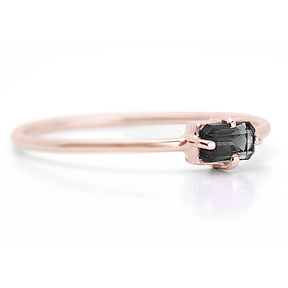 18k Female Rose Ring Black Agata Stone Sideboard Power Jewelry Luxury - Zalupe