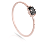 18k Female Rose Ring Black Agata Stone Sideboard Power Jewelry Luxury - Zalupe