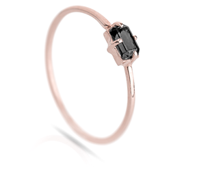 18k Female Rose Ring Black Agata Stone Sideboard Power Jewelry Luxury - Zalupe