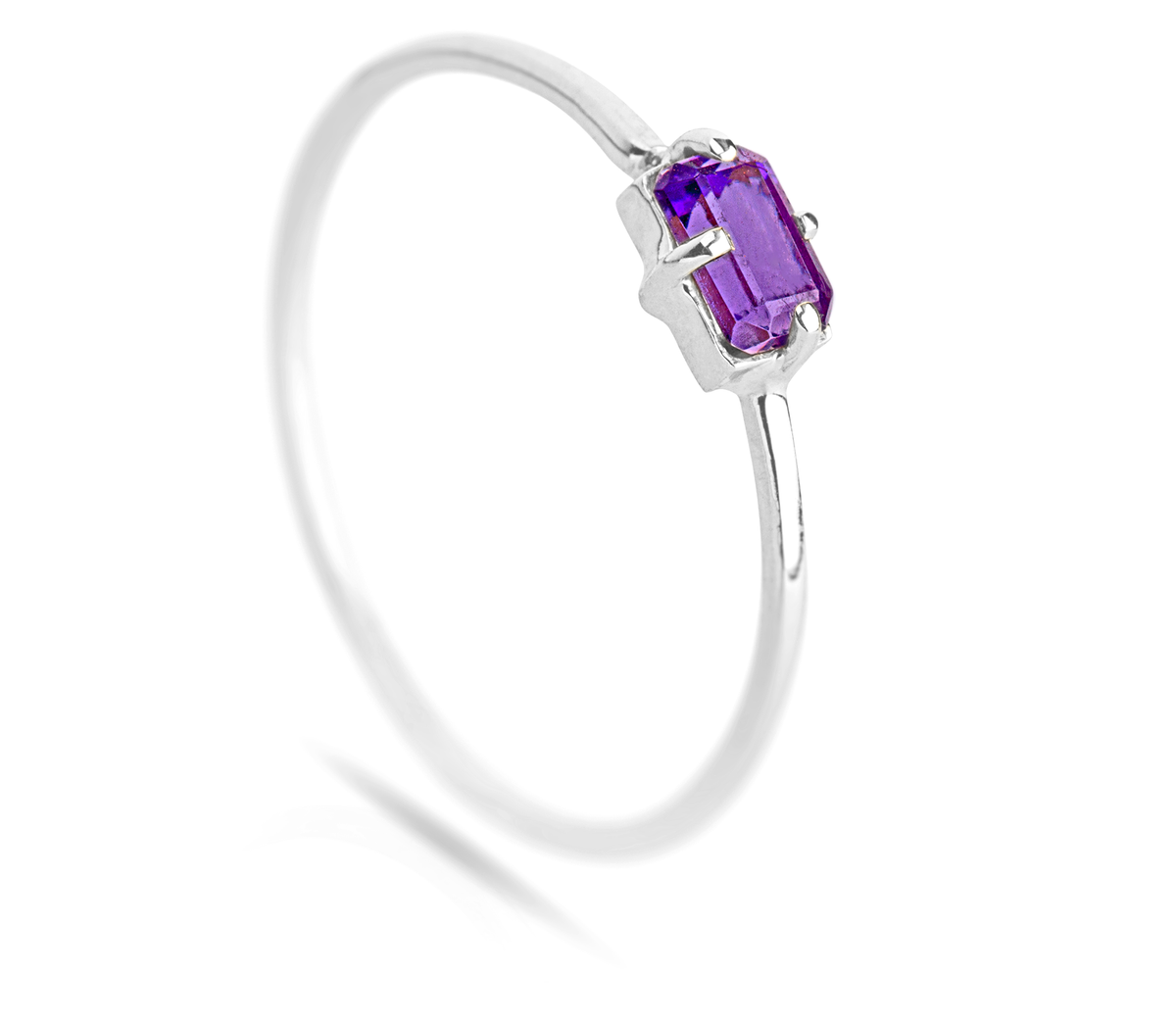 18k Ring Radiant White Gold Amethyst Trimmer Jewel Of Power Vitality Luxury - Zalupe