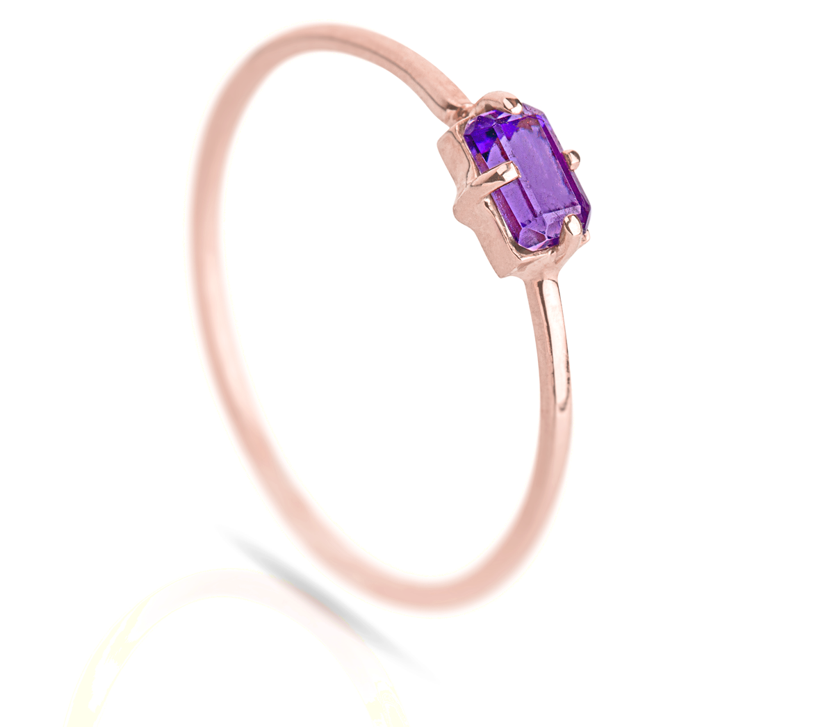 18k Ring Radiant Rose Gold Amethyst Trimmer Jewel Of Power Vitality Luxury - Zalupe