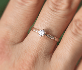 18k Rose Gold Ring for Womens with Diamonds Solitary Marriage Engagement - Zalupe