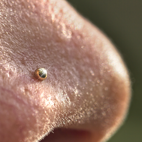 Nose Stud 18K Solid Yellow Gold Nostril Piercing Little Ball Thin - Zalupe