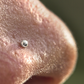 Nose Stud 18K Solid White Gold Nostril Piercing Little Ball Thin - Zalupe