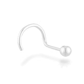 Nose Stud 18K Solid White Gold Nostril Piercing Little Ball Thin - Zalupe