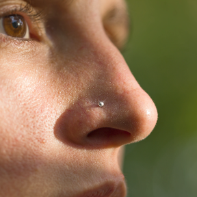 Nose Stud 18K Solid White Gold Nostril Piercing Little Ball Thin - Zalupe