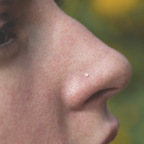 Nose Stud 18k Solid White Gold with Diamond Nostril Jewelry Piercing - Zalupe