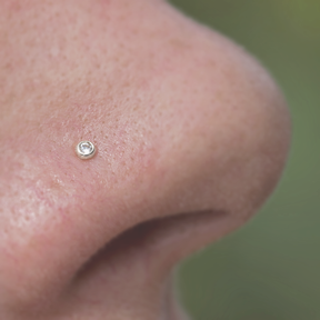 Nose Stud 18k Solid White Gold with Diamond Nostril Jewelry Piercing - Zalupe