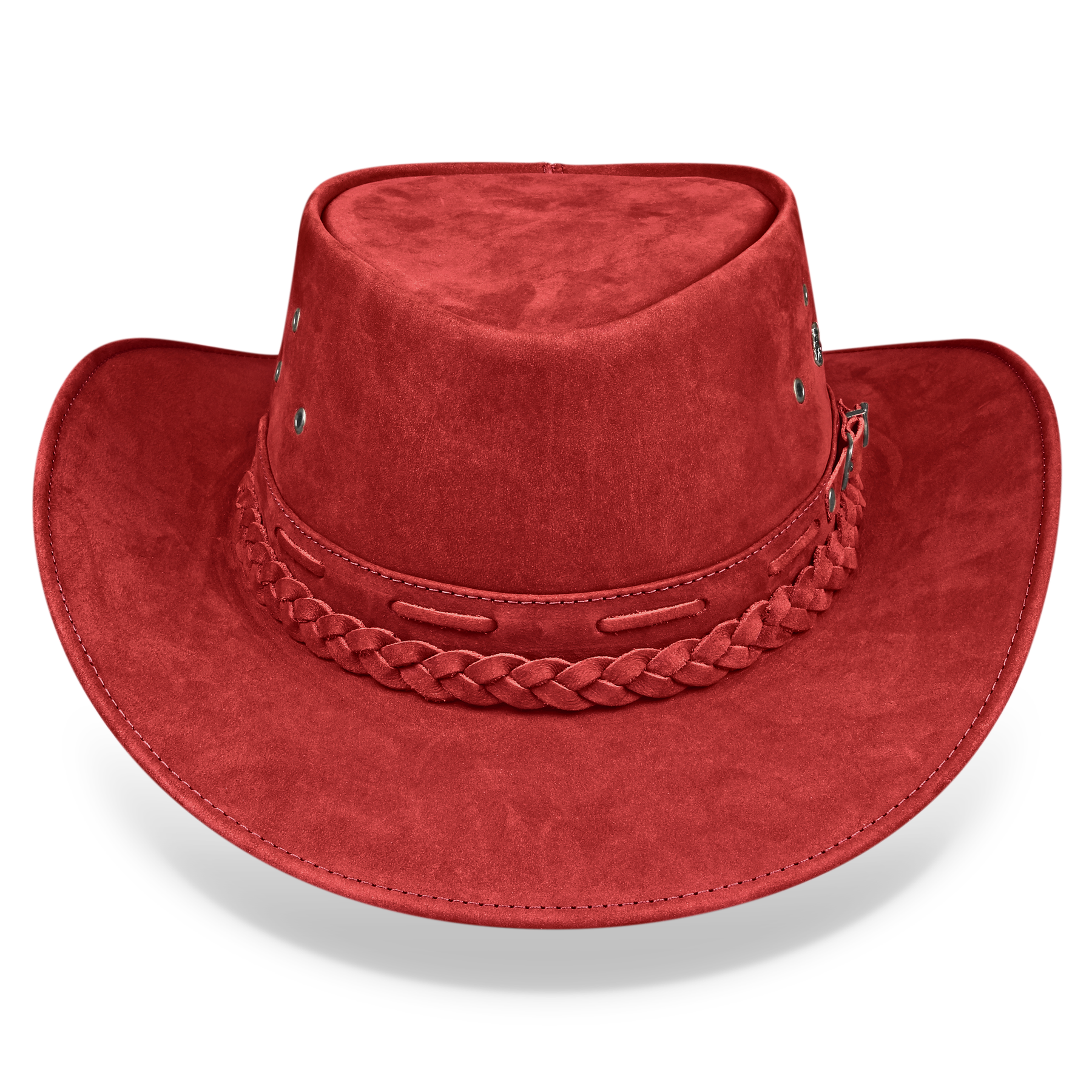 Cowboy Hat Red Leather Outback Western - Zalupe