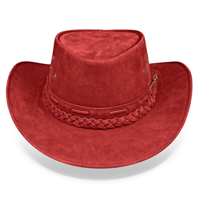 Kids Cowboy Hat Red Leather Outback Western - Zalupe